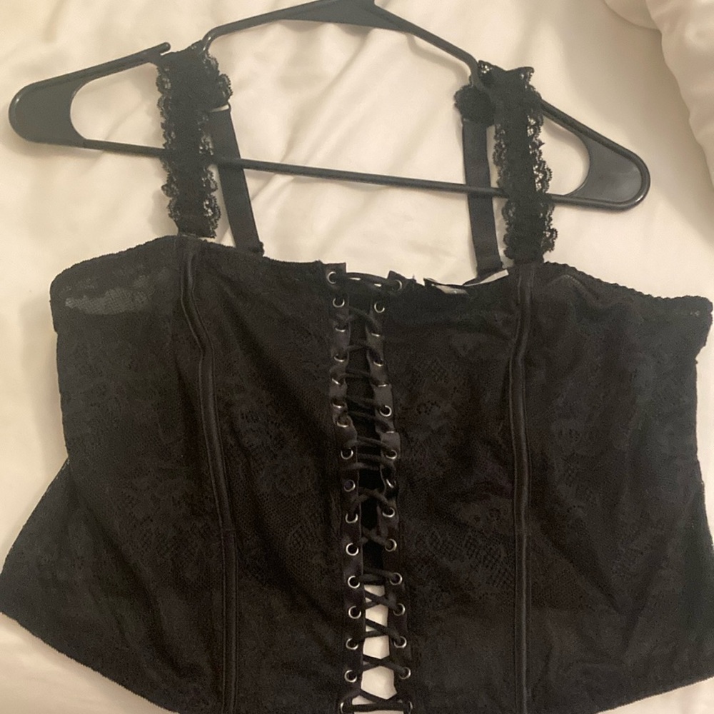 Black Retro Lace Bustier with Removable Straps Torrid Size 1